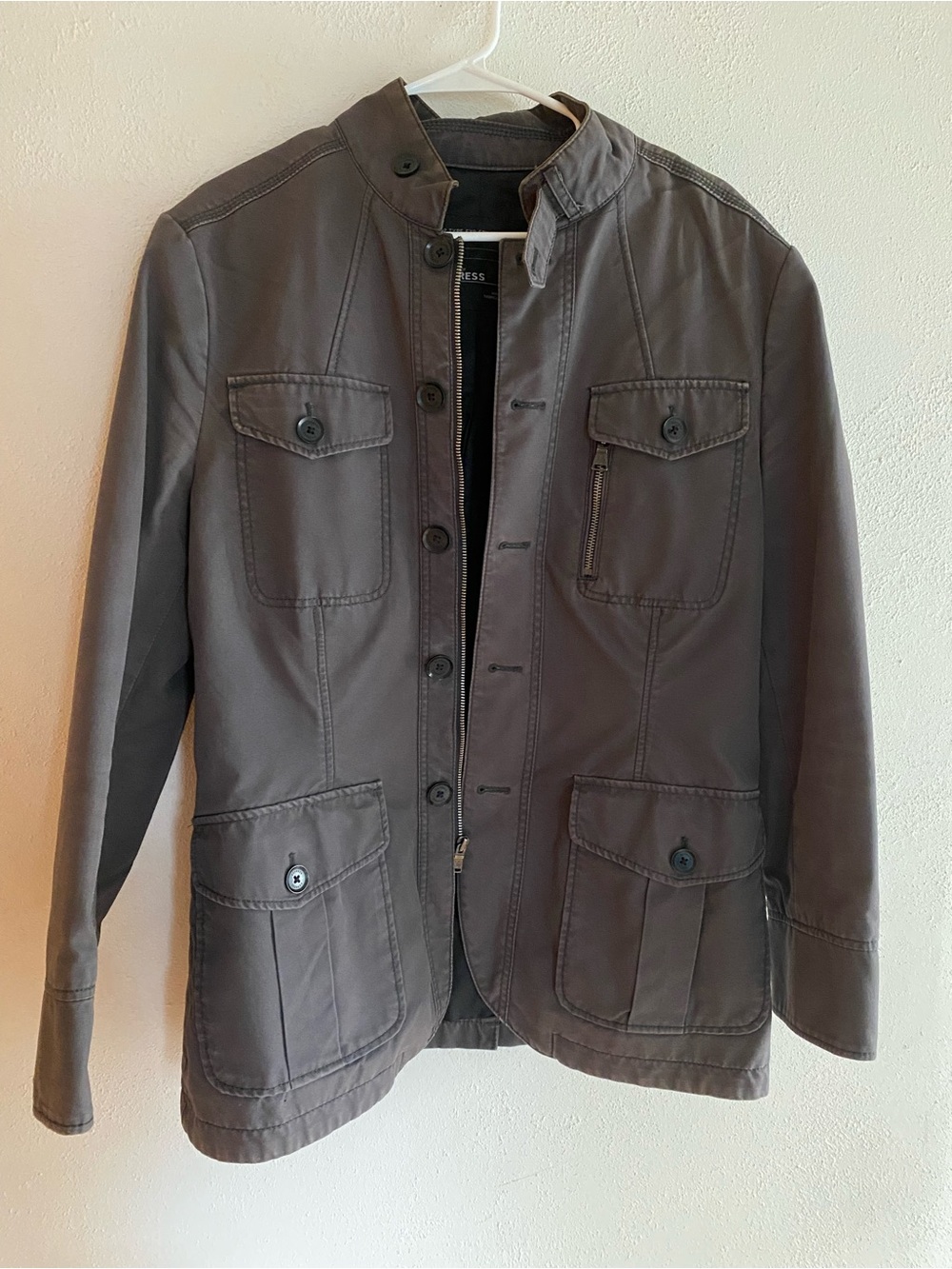 Express Men's Olive Gray Military Field Jacket